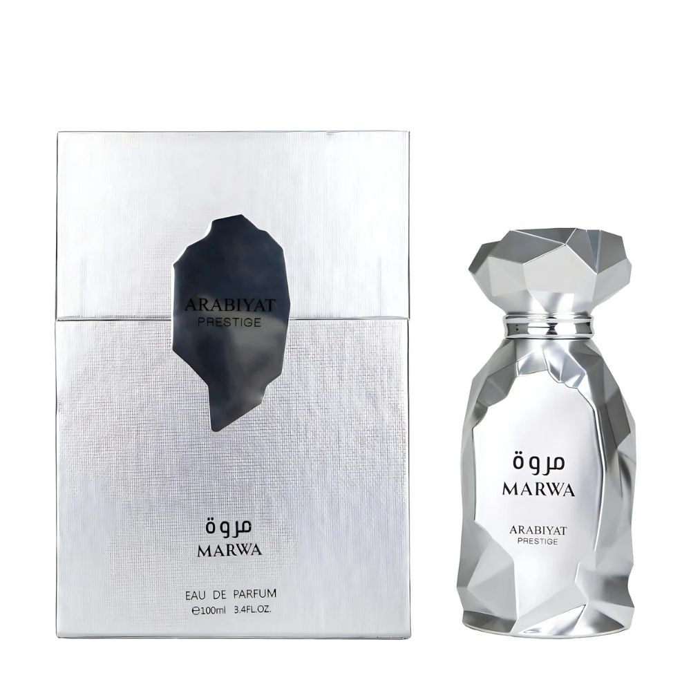 Arabiyat Prestige Marwa EDP 100ML for Men citrus aromatic perfume bottle and box