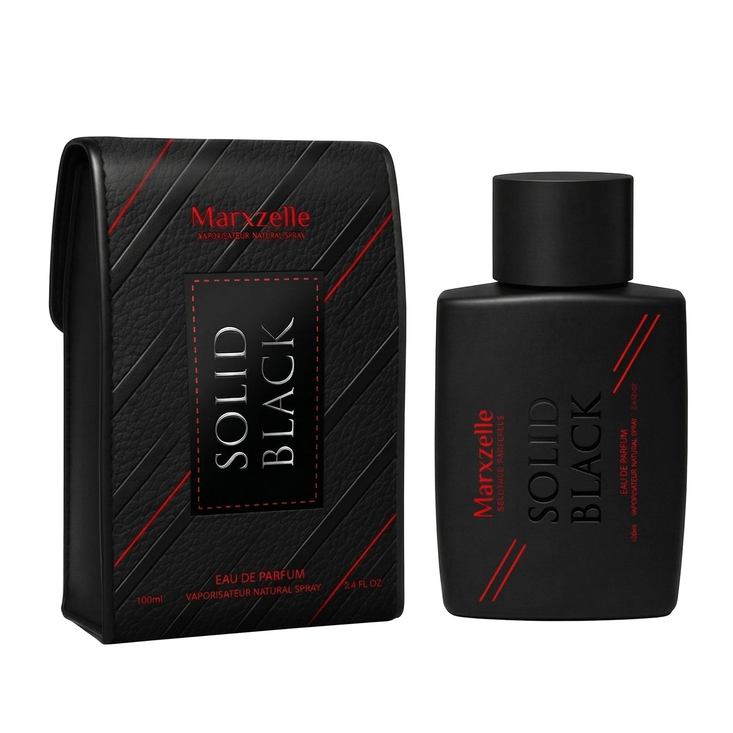 Marxzelle Solid Black Eau De Parfum 100ML for Men perfume bottle with original packaging box