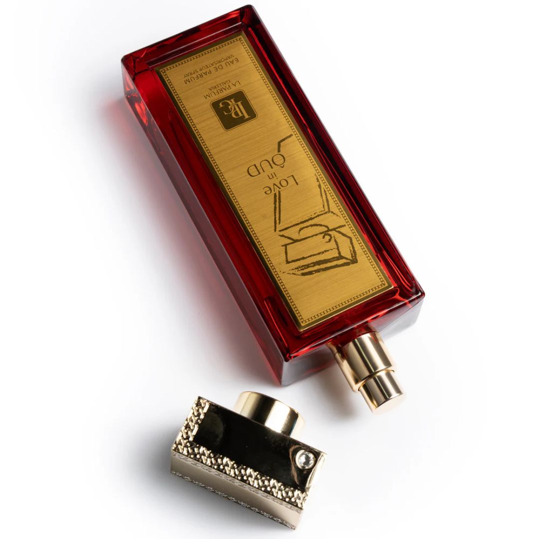Love in Oud Rouge Eau De Parfum 100ml bottle opened – Unisex Fragrance