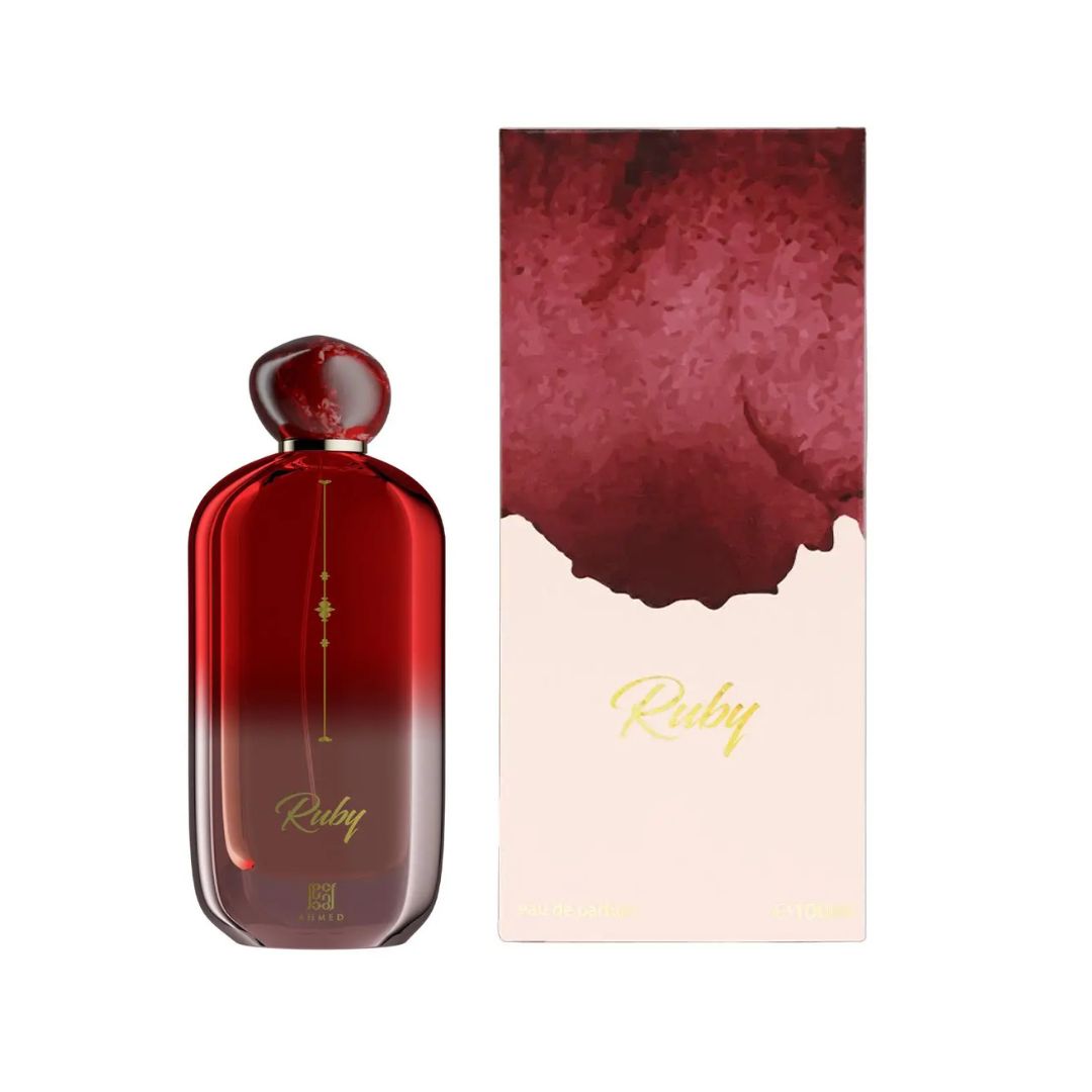 Bottle of Ruby Eau De Parfum 100ml for Women by Ahmed Al Maghribi – Citrus Floral Perfume bottle with box