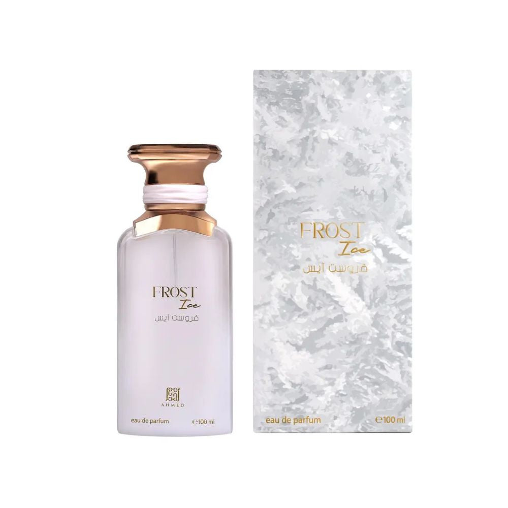 Ahmed Al Maghribi Frost Ice Eau De Parfum 100ML perfume bottle with packaging box
