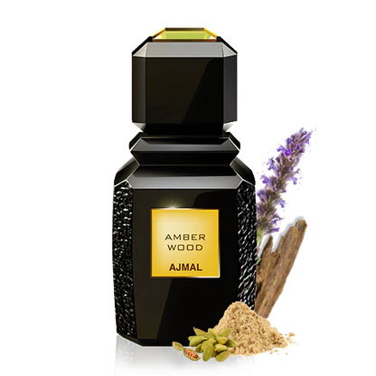 Amber Wood EDP 100ml spray bottle by Ajmal - Fragrance Secrets  
