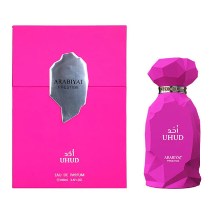 Arabiyat Prestige Uhud Eau De Parfum 100ml unisex sweet vanilla gourmand perfume bottle and box