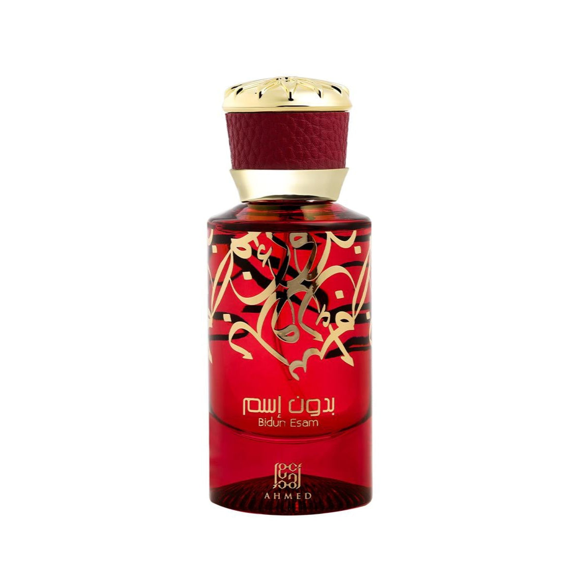 Bidun Esam EDP 50ml red and gold spray bottle by Ahmed Al Maghribi - Fragrance Secrets

