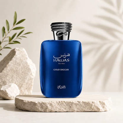 Rasasi Hawas Gold Digger Eau De Parfum 100ML For Men – Fresh Spicy Vanilla Woody Perfume