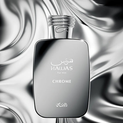 Rasasi Hawas Chrome Eau De Parfum 100ML for Men – Fruity Amber Musk Perfume