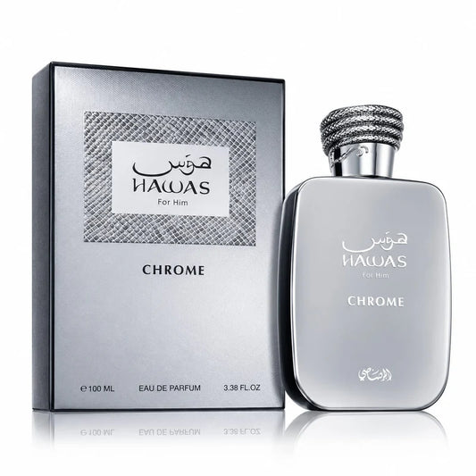 Rasasi Hawas Chrome Eau De Parfum 100ML for Men – Fruity Amber Musk Perfume