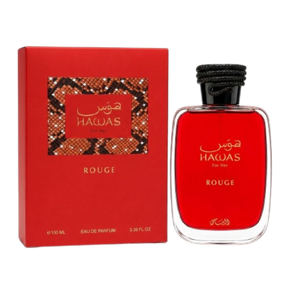 Rasasi Hawas Rouge For Her Eau De Parfum 100ML – Floral Fruity Amber Perfume for Women