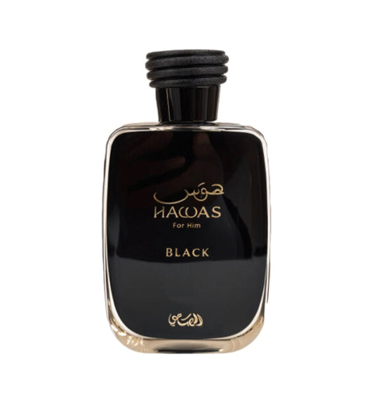 Hawas Black for Him EDP 100ml spray bottle by Rasasi - Fragrance Secrets  
