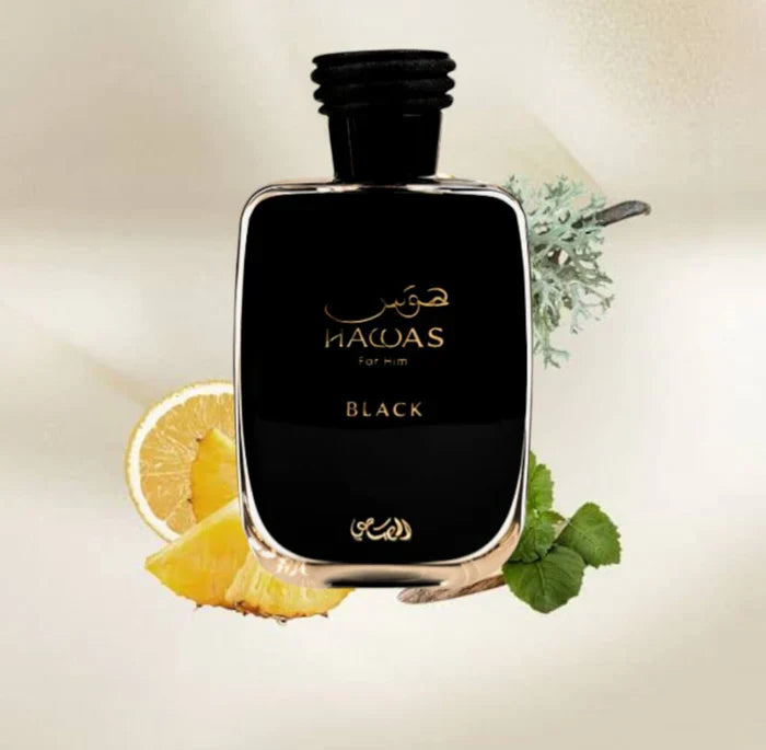 Hawas Black for Him EDP 100ml spray bottle by Rasasi - Fragrance Secrets  
