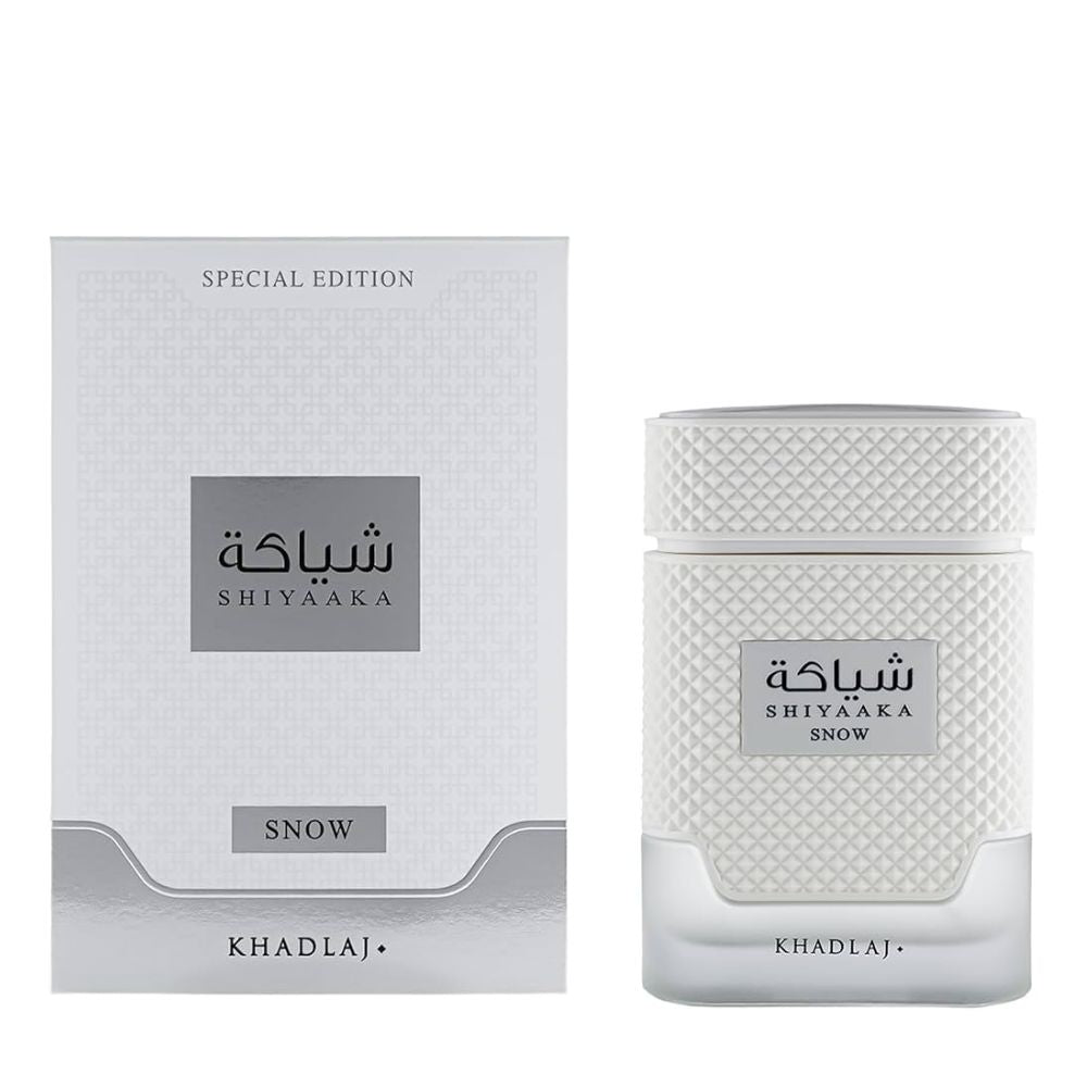 Khadlaj Shiyaaka Snow Eau De Parfum 100ML for Women and Men perfume bottle with original packaging box