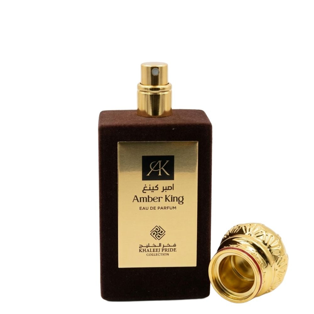 Khaleej Pride Amber King Eau De Parfum 85ML for Women and Men perfume bottle cap opened