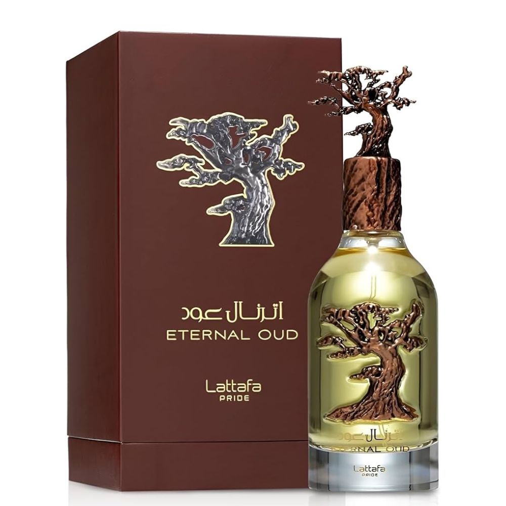 Lattafa Eternal Oud Eau De Parfum 100ML unisex perfume bottle with packaging box