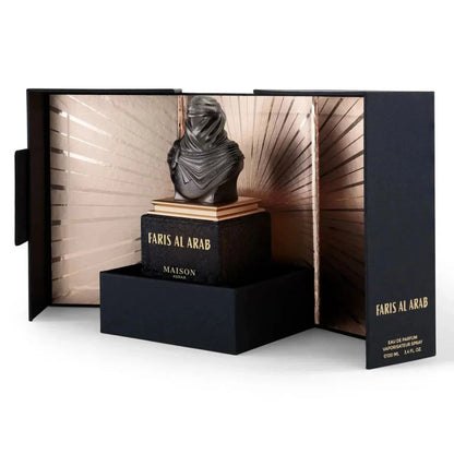 MAISON ASRAR Faris Al Arab Eau De Parfum 100ML for Men perfume bottle with original packaging box opened