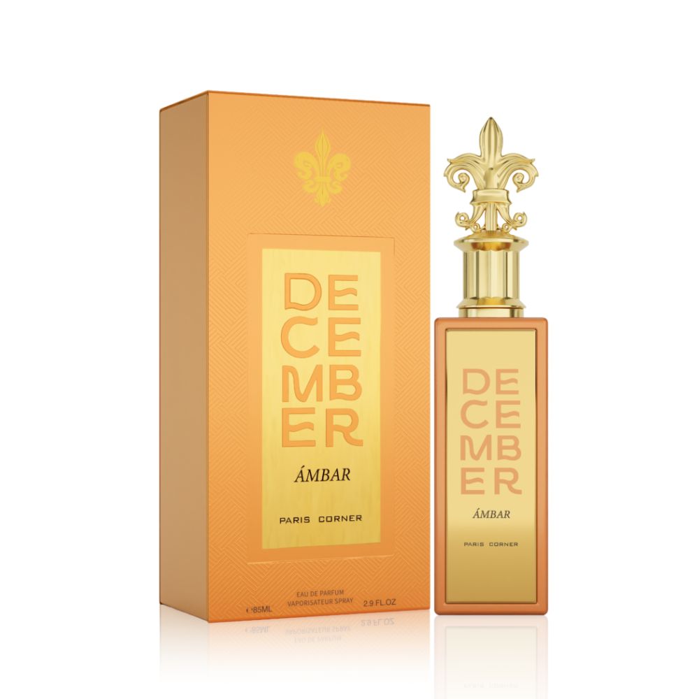 Paris Corner December Ambar Eau De Parfum 85ML unisex perfume bottle with packaging box
