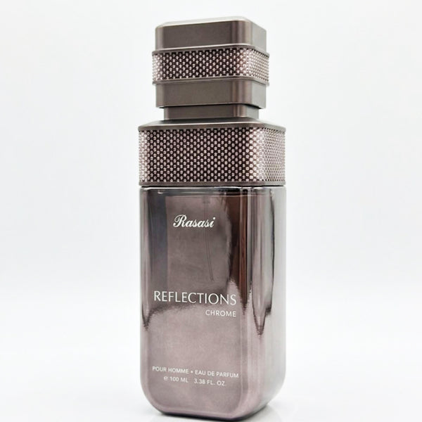 Rasasi Reflections Chrome Eau De Parfum 100ML for Men | Fresh Woody Aromatic Perfume