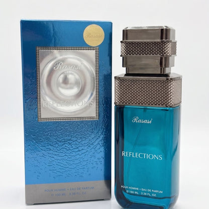 Rasasi Reflections Eau De Parfum 100ML men perfume bottle with packaging box