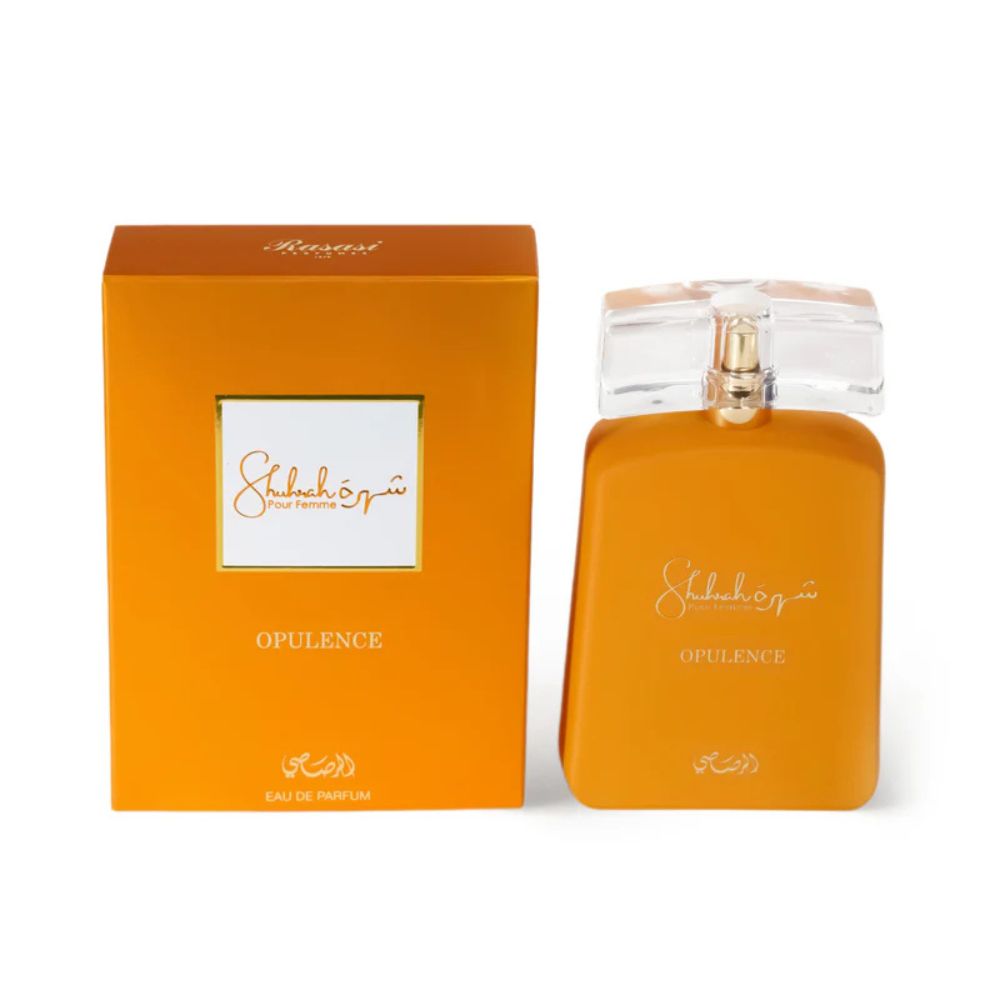 Rasasi Shuhrah Opulence Eau De Parfum 90ML for women perfume bottle with packaging box top