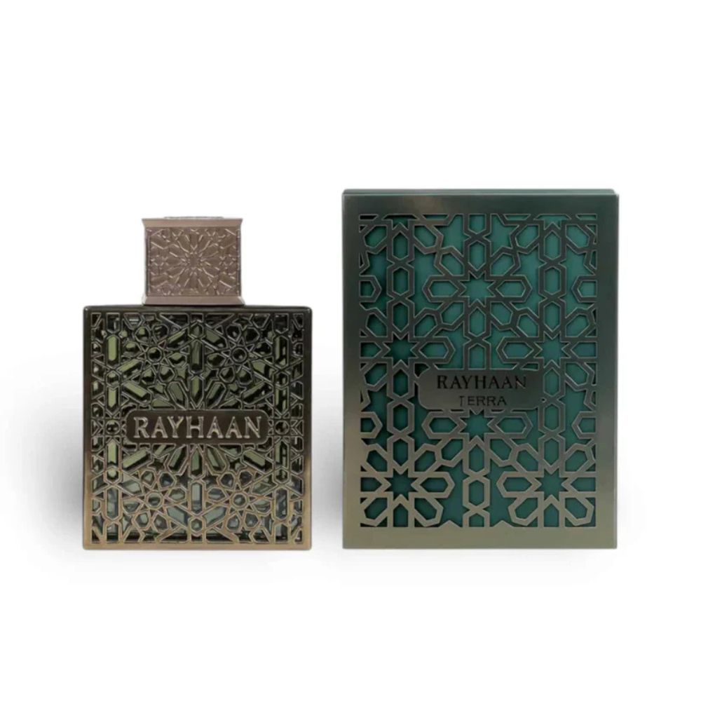 Rayhaan Terra Eau De Parfum 100ML for Women and Men perfume bottle with original packaging box