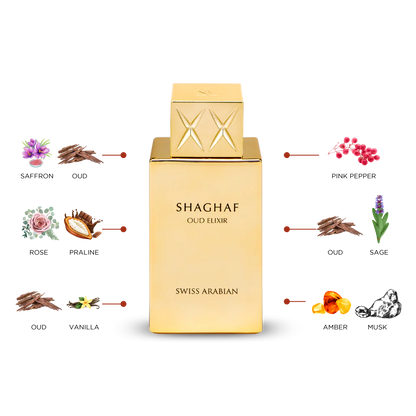 Shaghaf Oud Elixir EDP 75ml spray bottle by Swiss Arabian - Fragrance Secrets  

