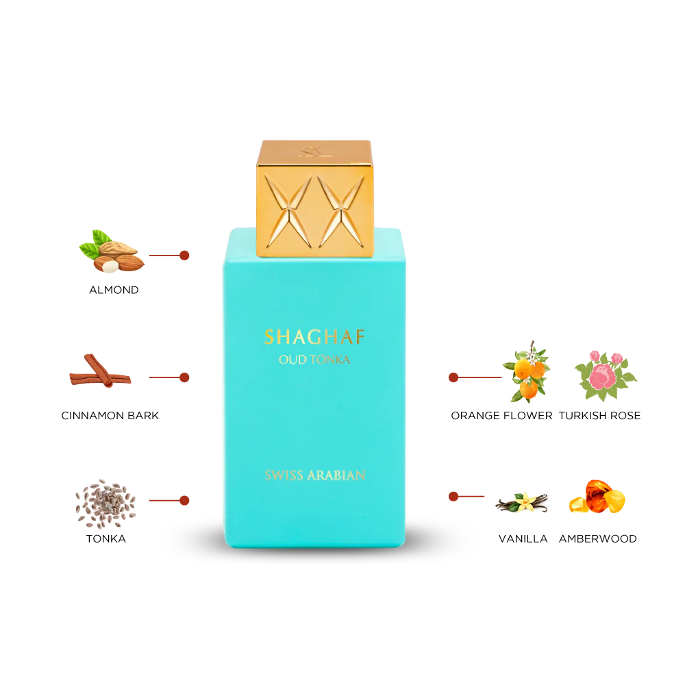 Shaghaf Oud Tonka EDP 75ml spray bottle by Swiss Arabian - Fragrance Secrets  
