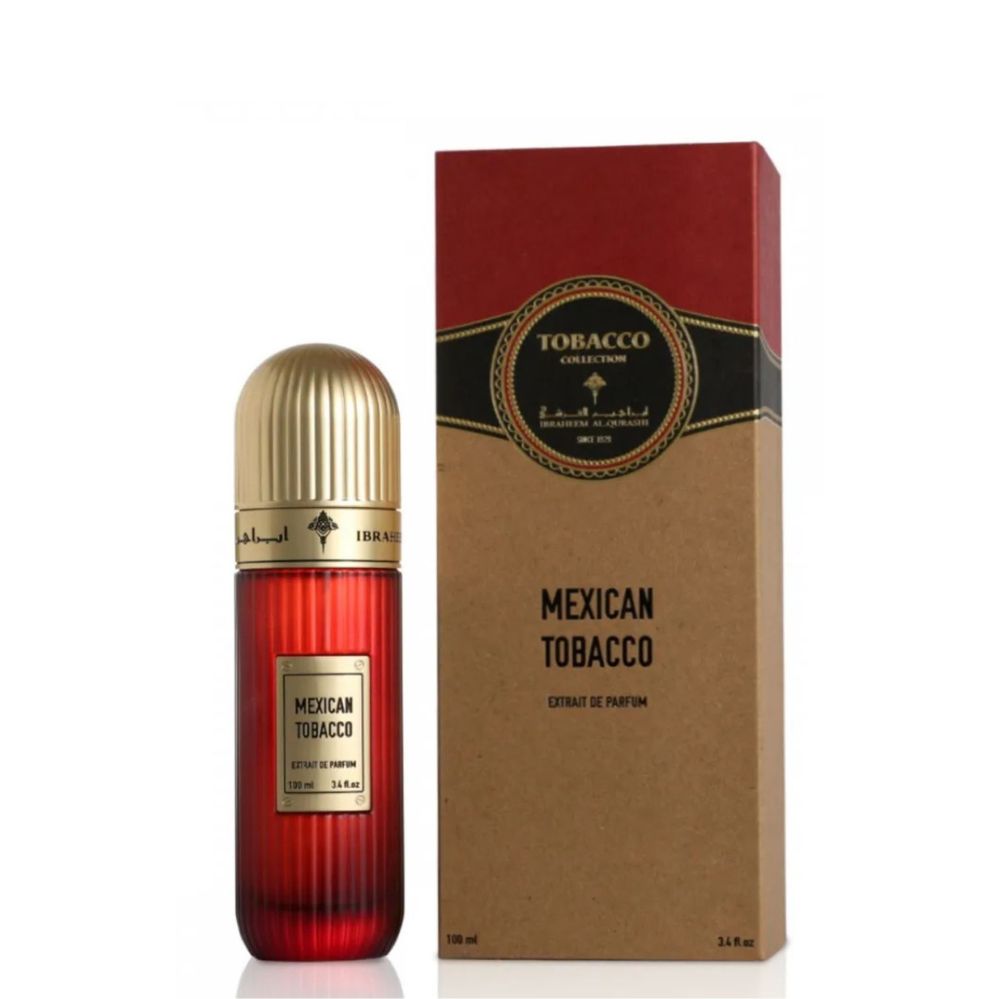 Mexican Tobacco Extrait De Parfum 100ml Unisex by Ibrahim Alqurashi`perfumes bottle and box