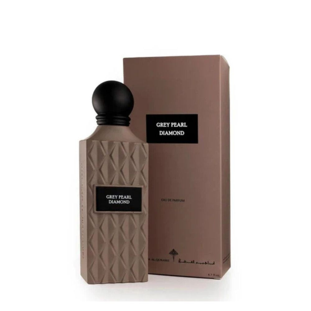 Ibrahim al qurashi grey pearl diamond edp bottle and box