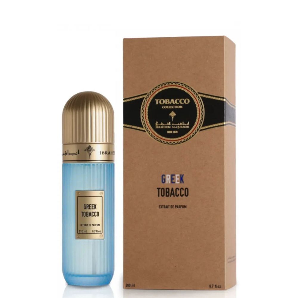 Greek Tobacco EDP 100ml Unisex by Ibrahim Al Qurashi perfumes bottle and box