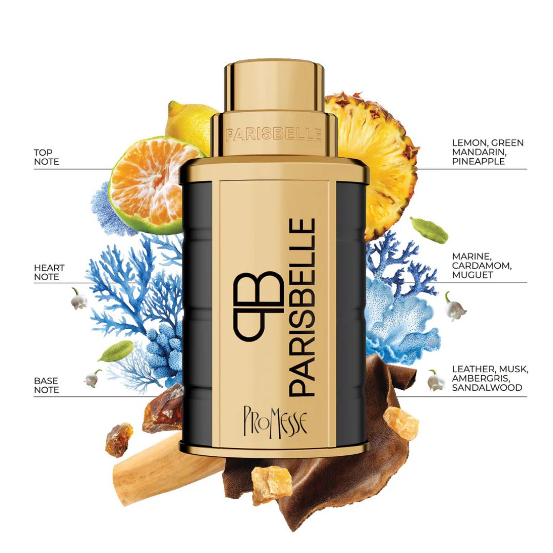 PROMESSE Extrait de Parfum 100ml dynamic leather and citrus perfume with notes by Parisbelle