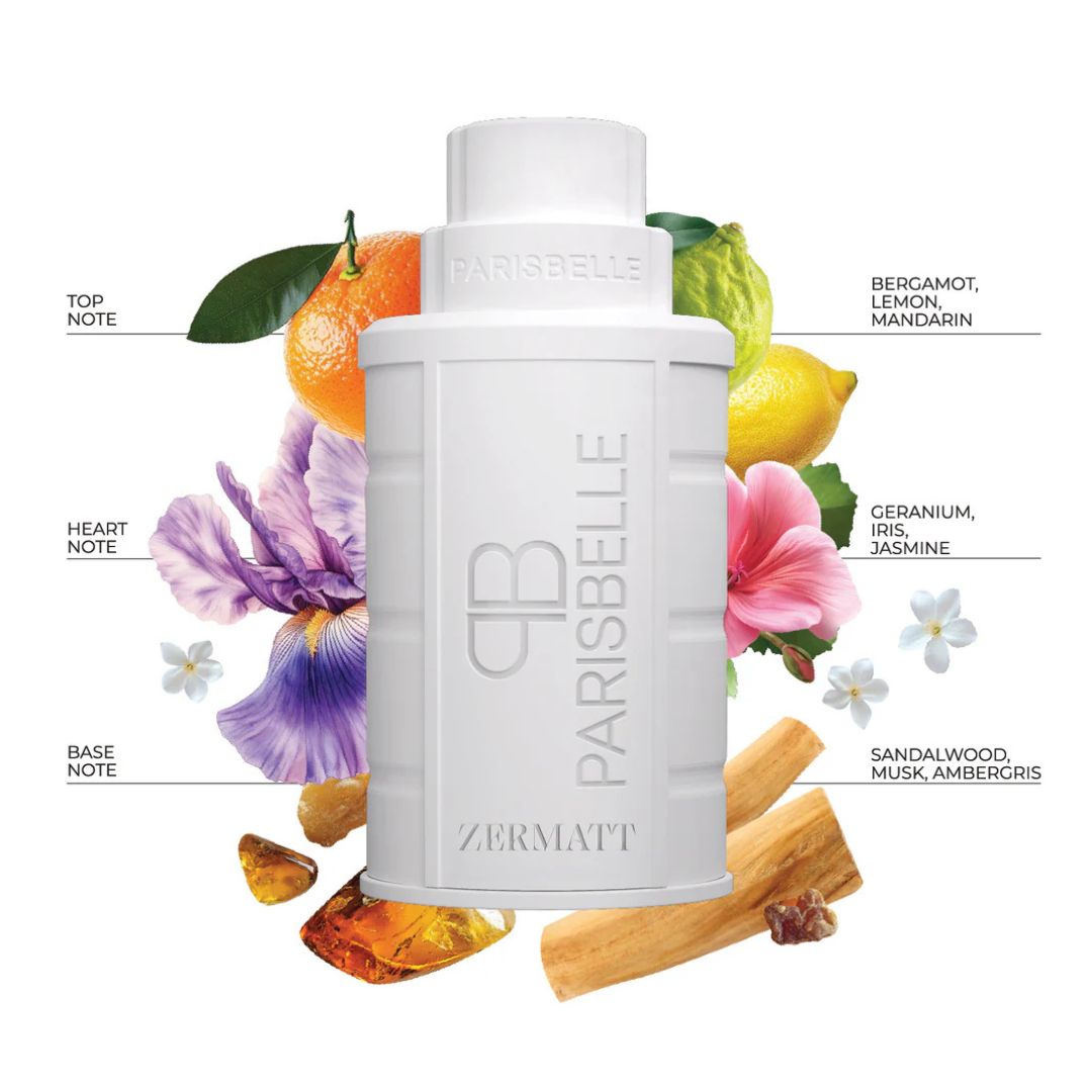 Zermatt Extrait De Parfum 100ml fresh citrus woody perfume by Parisbelle perfumes with notes explained