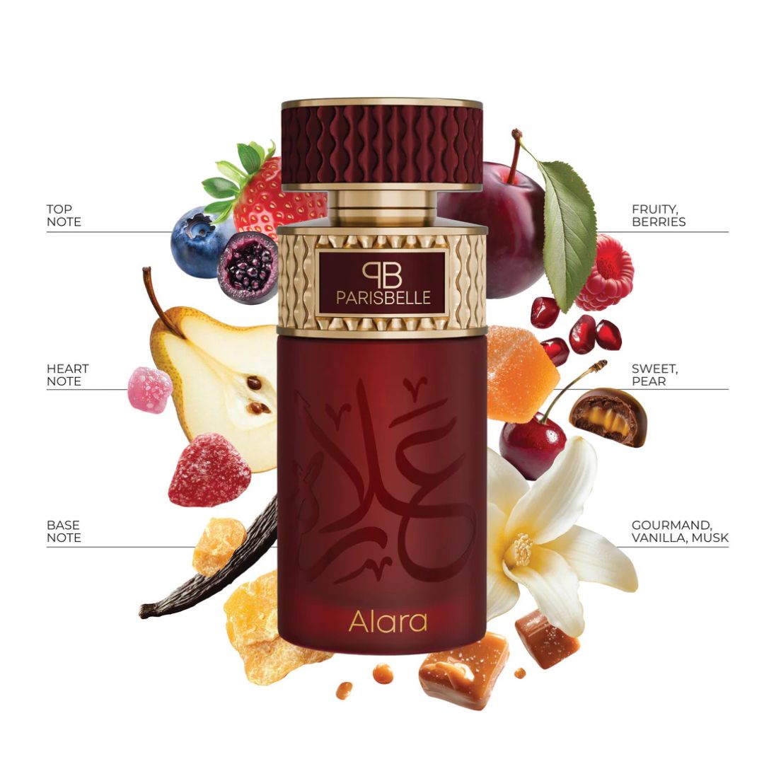 Alara Extrait de Parfum 100ml fruity gourmand luxury perfume bottle with notes by Parisbelle